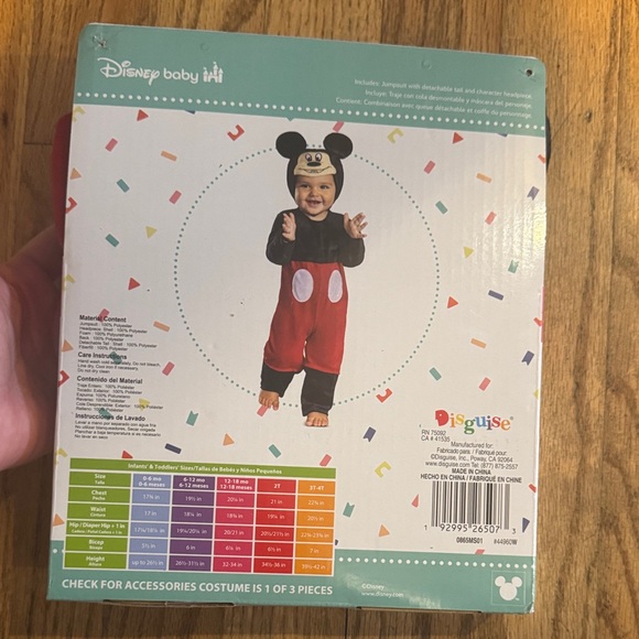 Disney Mickey Mouse Infant Costume - Black and Red - Picture 3 of 3